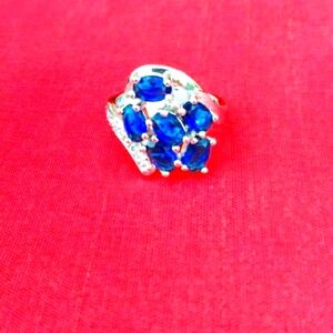 Sapphire Cubic Zirconia & With gold plated Ring.